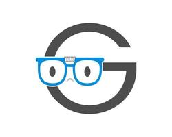 G letter initial with geek eyeglasses vector
