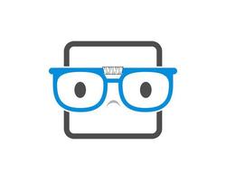 Rectangle shape with geek eyeglass inside vector