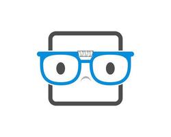 Rectangle shape with geek eyeglass inside vector