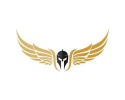 Simple spartan helmet with abstract spread wings vector