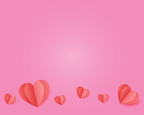 Valentines Day red paper cut hearts. Vector holiday background. Vector eps10