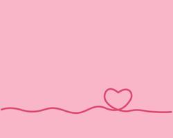 Line heart Valentines Day on pink background. Vector eps10