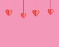 Hanging hearts Valentines Day background vector. Vector eps10