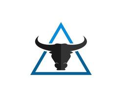 Blue triangle shape with bull head inside vector