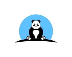 lindo panda con forma de círculo azul detrás vector