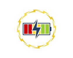 Circular lightning with electrical battery inside vector