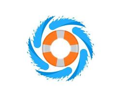 Circular water splash with life buoy inside vector