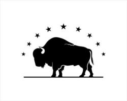 Buffalo silhouette with stars on top vector