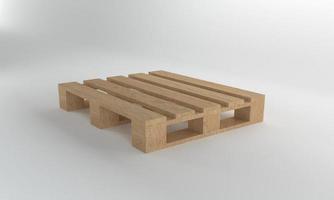 Perspective view Wooden pallet isolated on white Background,3D Rendering photo