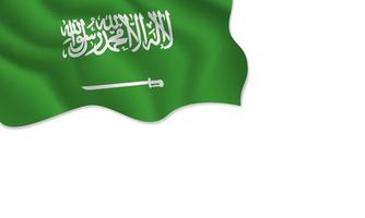 Saudi Arabia flag waving illustration with copy space on isolated background vector