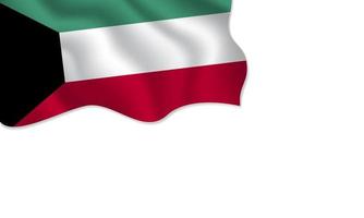 Kuwait flag waving illustration with copy space on isolated background vector