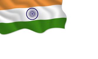 Indian flag waving illustration with copy space on isolated background vector