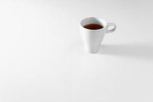 Cup of tea on white background. A white tea mug on a white background photo