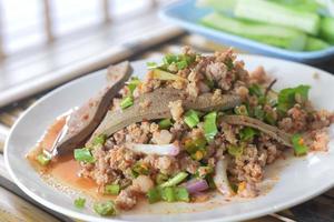 Spicy Minced Pork Salad Thai food photo