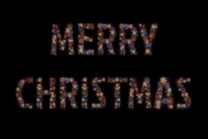 Colour fireworks light up forming a MERRY CHRISTMAS word on black background with dazzling display. Event and celebrations background concept photo