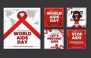 World Aids Day Social Media Post Set vector