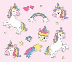 Cute Unicorn Sticker Pack vector