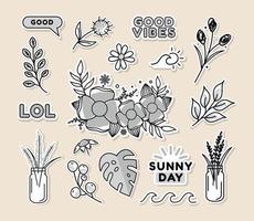 Monochrome Floral Journal Elements vector