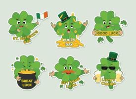 Clover Cartoon Character Sticker Pack vector
