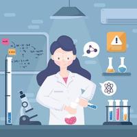 Female Scientist Doing Research in Laboratory vector