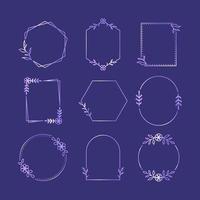 Gradient Minimalist Floral Frame Collection vector