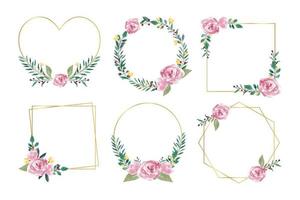 Beautiful Watercolor Floral Frame Collection vector