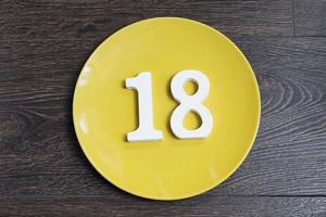 Figure eighteen on the yellow plate. photo