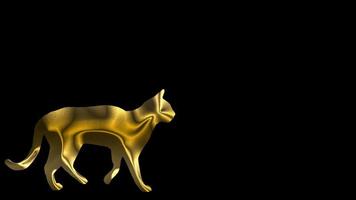 Golden cat shape on black background