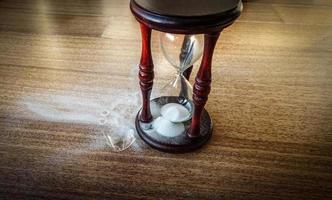 Broken hourglass - sand clock photo