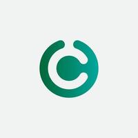 Initial letter C or OC negative space with green gradient. Modern logo concept. vector