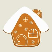 galleta de jengibre navideña en forma de casa. vector