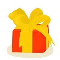 Red Festive Gift Box with Yellow Ribbon. vector