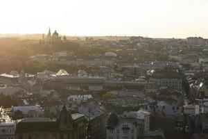 Panorama of old historical city center of Lviv. Ukraine, Europe photo