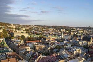 Panorama of old historical city center of Lviv. Ukraine, Europe photo