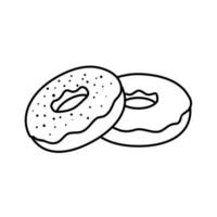 icono de donut negro en estilo de línea vector