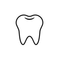 icono de logotipo de diente para dentista o estomatología plantilla de diseño de atención dental. Vector símbolo de diente de línea de contorno negro aislado para clínica de odontología o centro médico dentista y paquete de pasta de dientes