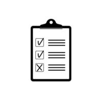 Clipboard icon. Document, file, report test checklist. Check mark symbol. Checkmark sign. Tick icon. Questionnaire office form. Check list vector pictogram. Clip board symbol