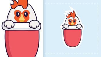 Cute vector chicken. Can be used for stickers, patches, textiles, paper. Vector illustration