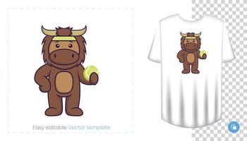 Cute bull mascot character. Can be used on stickers, patches, textiles, paper, cloth and others. vector