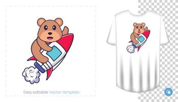 Cute bear mascot character. Can be used for stickers, pattern, patches, textiles, paper. Vector illustration