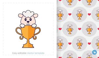 Seamless pattern with cartoon sheep on white background. Can be used on packaging paper, cloth and others. vector