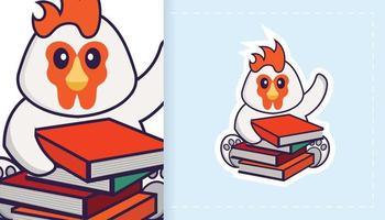 Cute vector chicken. Can be used for stickers, patches, textiles, paper. Vector illustration