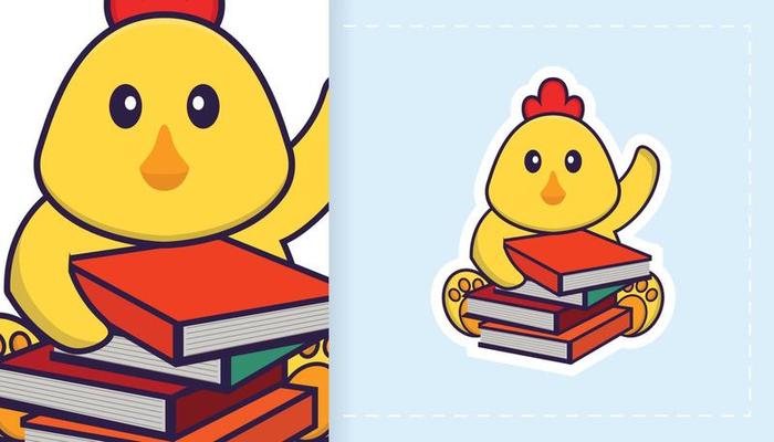 Cute vector chicken. Can be used for stickers, patches, textiles, paper. Vector illustration