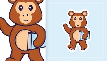 Cute monkey mascot character. Can be used for stickers, patches, textiles, paper. Vector illustration