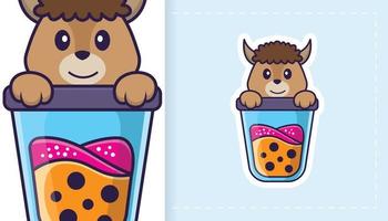 Cute sheep mascot character. Can be used for stickers, patches, textiles, paper. Vector illustration