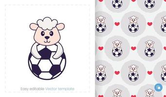 Seamless pattern with cartoon sheep on white background. Can be used on packaging paper, cloth and others. vector