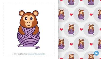 Seamless pattern with cartoon monkey on white background. Can be used on packaging paper, cloth and others. vector