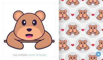 Cute bear mascot character. Can be used for stickers, pattern, patches, textiles, paper. Vector illustration