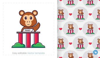 Seamless pattern with cartoon monkey on white background. Can be used on packaging paper, cloth and others. vector