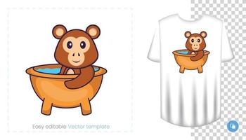 Cute monkey character. Prints on T-shirts, sweatshirts, cases for mobile phones, souvenirs. Isolated vector illustration on white background.